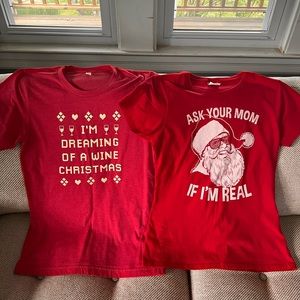 2 Pack Women’s Christmas Novelty T-Shirts